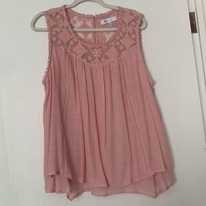 NWOT FEVER Pink Flowy Embroidered Swing Top XL